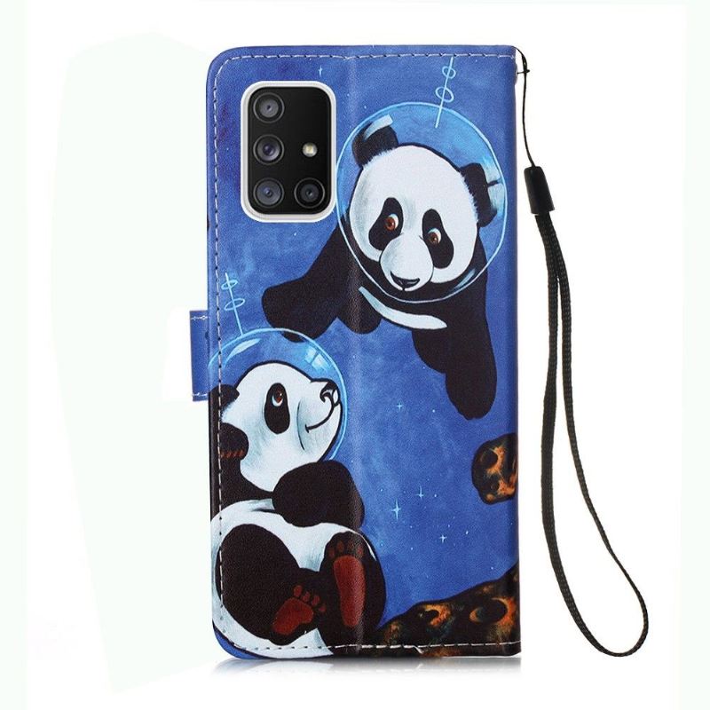 Lederhüllen Für Samsung Galaxy A51 5G Anti-Sturz Panda-astronaut