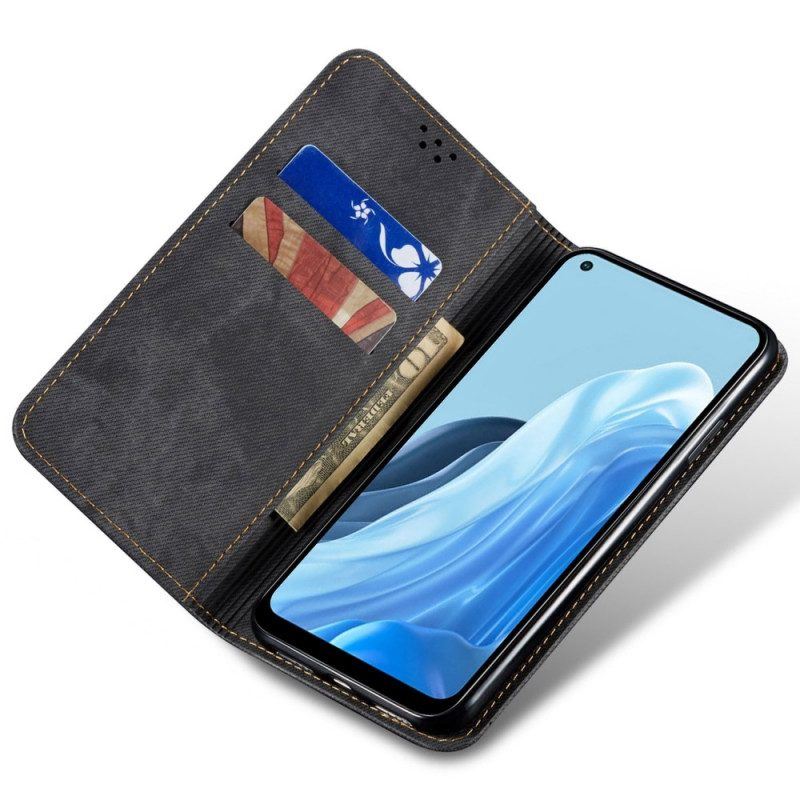 Schutzhülle Für Oppo Reno 7 Flip Case Denim-stoff