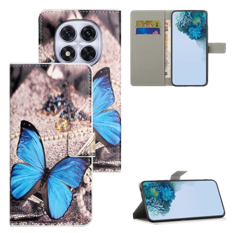 Lederhüllen Für Xiaomi Redmi Note 15 Pro Plus 5g Blauer Schmetterling