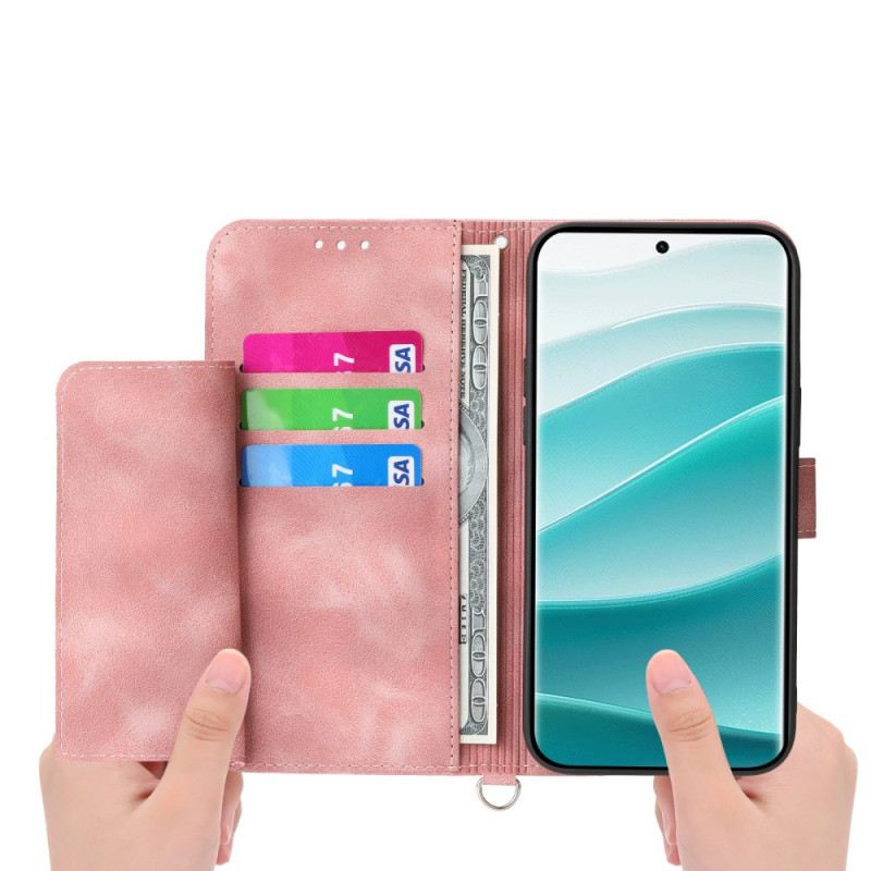 Lederhüllen Für Xiaomi Redmi Note 15 Pro Plus 5g Blumenmuster Mit Schulterriemen Und Riemen