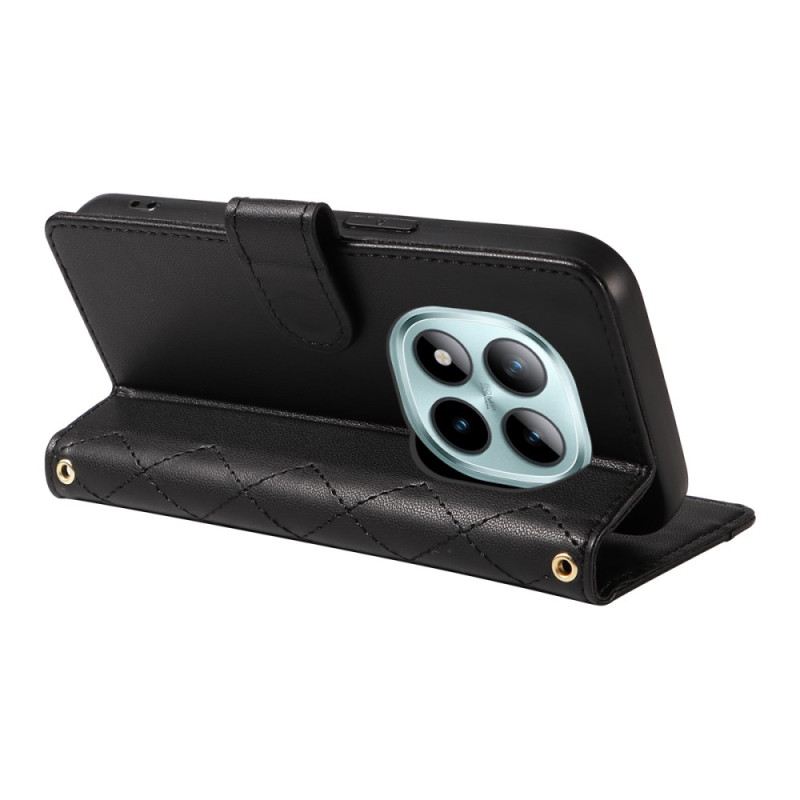 Lederhüllen Für Xiaomi Redmi Note 15 Pro Plus 5g Gesteppt Mit Riemen Und Schultergurt