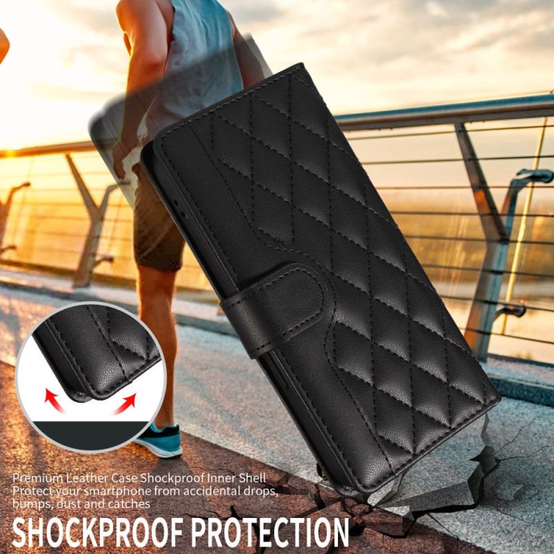 Lederhüllen Für Xiaomi Redmi Note 15 Pro Plus 5g Gesteppt Mit Riemen Und Schultergurt