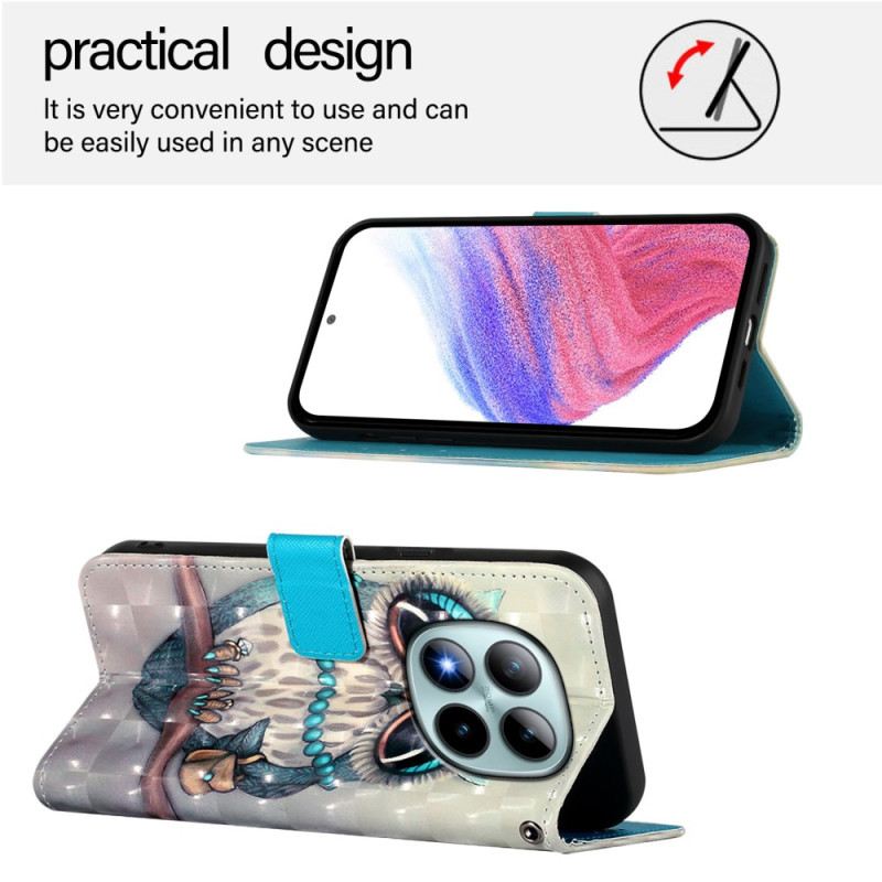 Lederhüllen Für Xiaomi Redmi Note 15 Pro Plus 5g Graue Eule