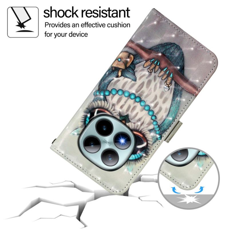 Lederhüllen Für Xiaomi Redmi Note 15 Pro Plus 5g Graue Eule