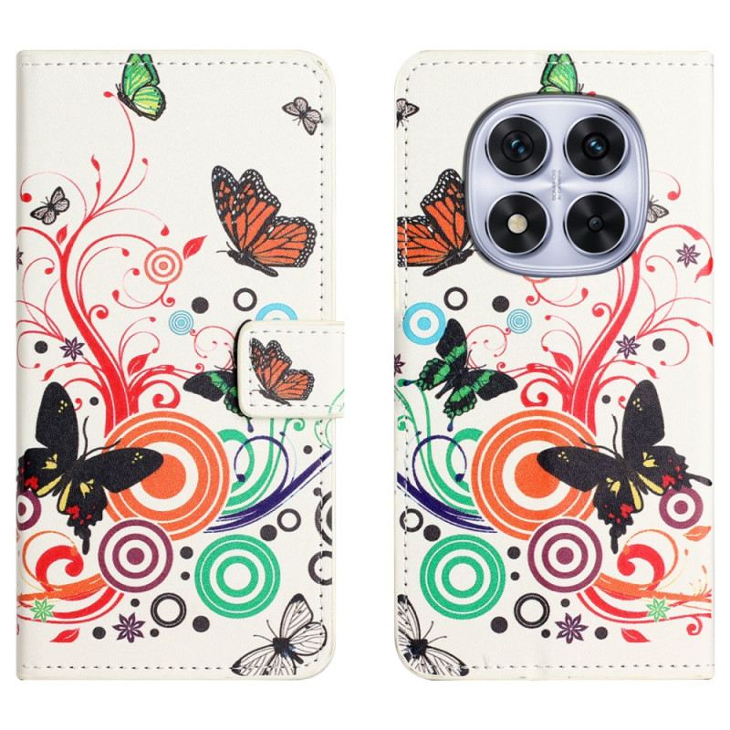 Lederhüllen Für Xiaomi Redmi Note 15 Pro Plus 5g Schmetterlinge Auf Weißem Hintergrund