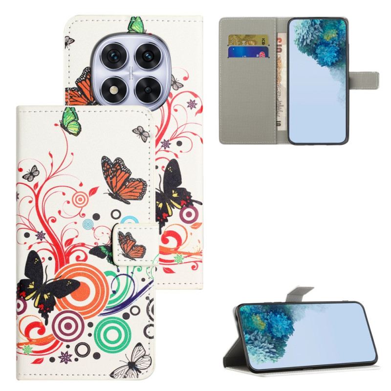 Lederhüllen Für Xiaomi Redmi Note 15 Pro Plus 5g Schmetterlinge Auf Weißem Hintergrund