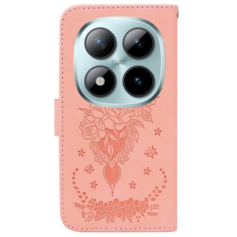 Lederhüllen Für Xiaomi Redmi Note 15 Pro Plus 5g Schmetterlinge Und Rosen