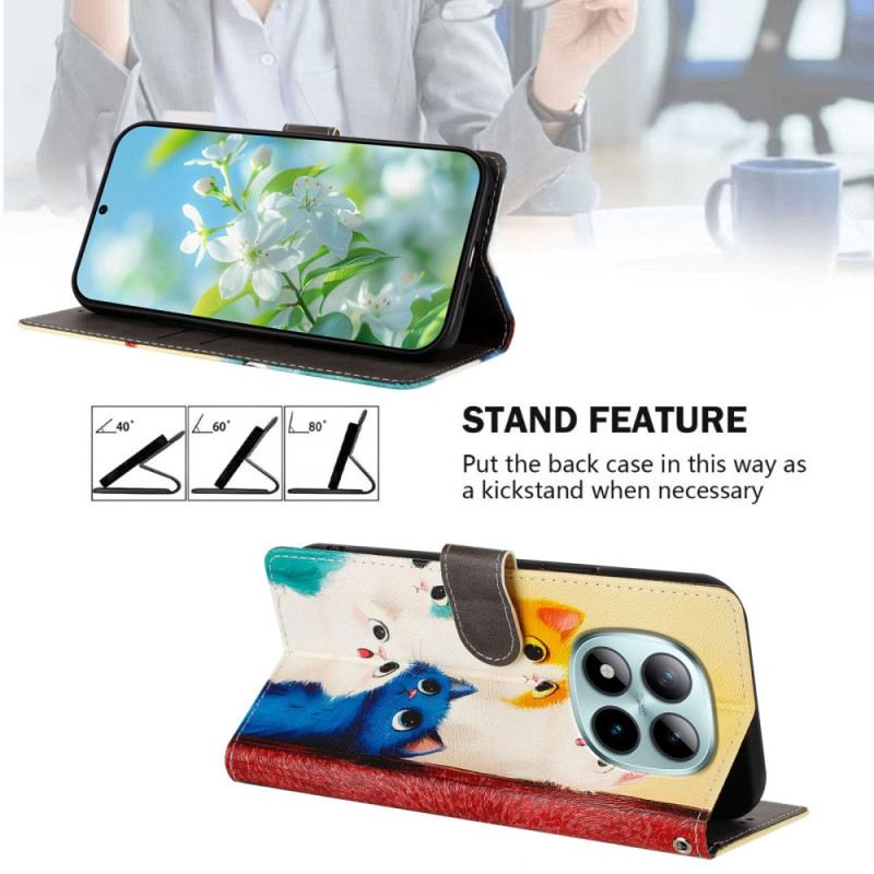 Lederhüllen Xiaomi Redmi Note 15 Pro Plus 5g Bunte Katzen