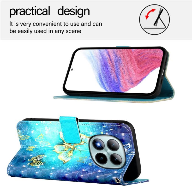 Lederhüllen Xiaomi Redmi Note 15 Pro Plus 5g Goldene Schmetterlinge