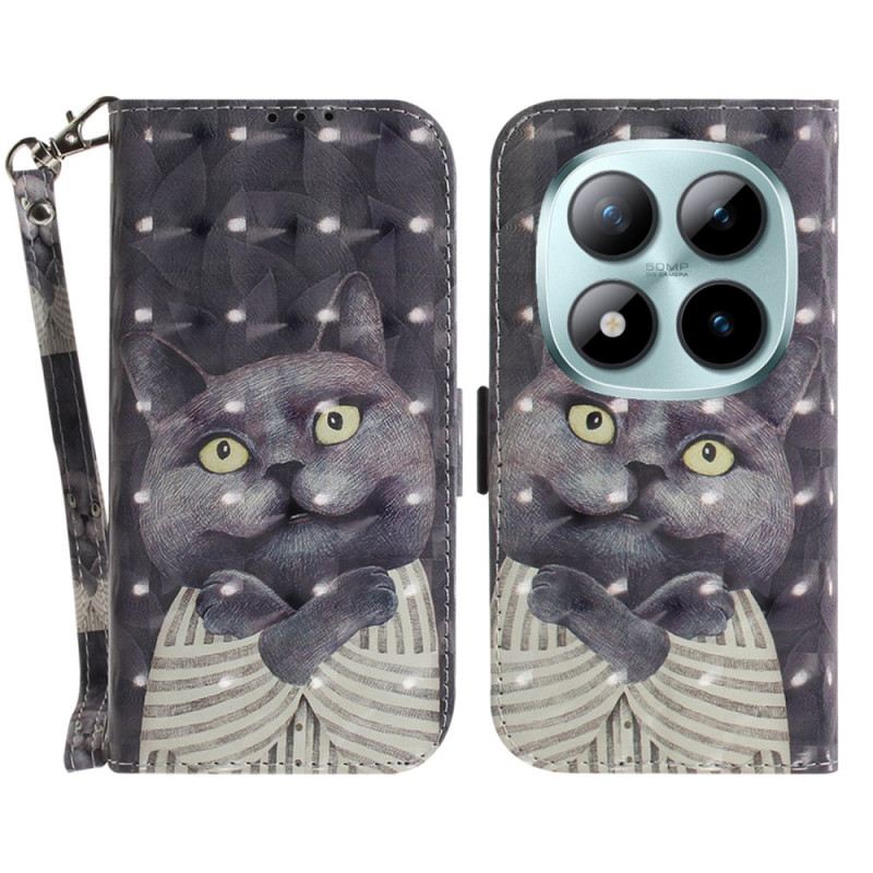 Lederhüllen Xiaomi Redmi Note 15 Pro Plus 5g Graue Katze Mit Riemen