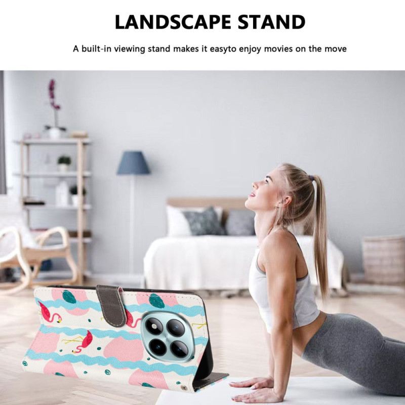 Lederhüllen Xiaomi Redmi Note 15 Pro Plus 5g Handyhülle Flamingos