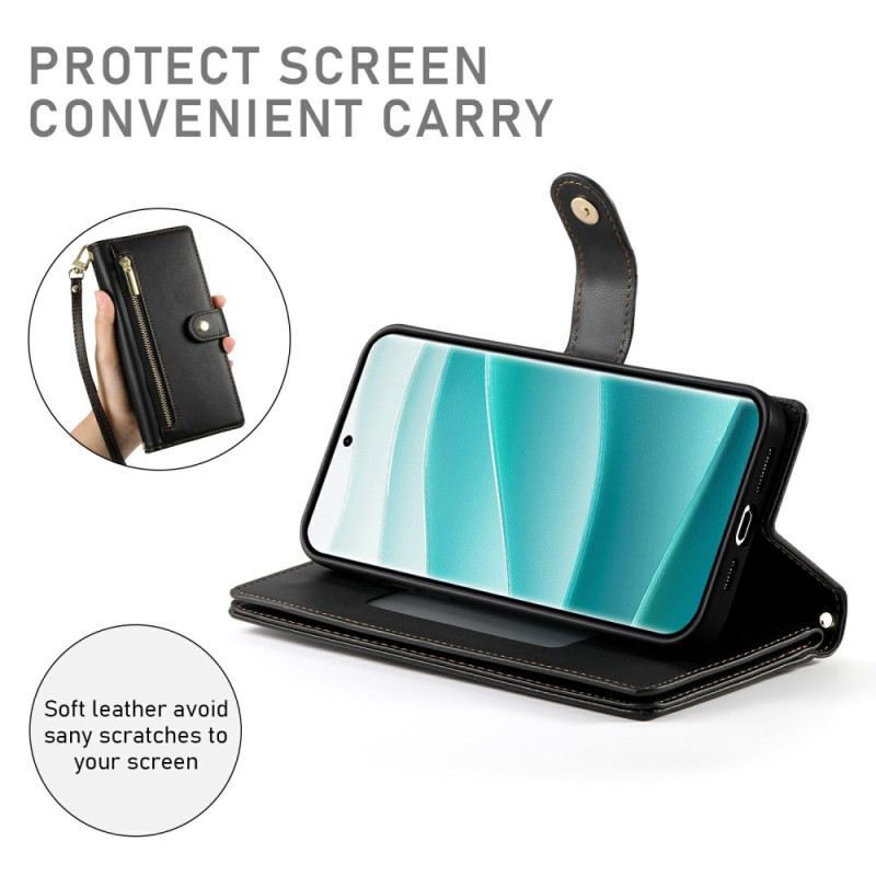 Lederhüllen Xiaomi Redmi Note 15 Pro Plus 5g Handyhülle Reißverschlusstasche Und Riemen