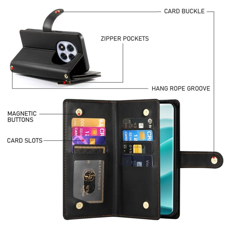 Lederhüllen Xiaomi Redmi Note 15 Pro Plus 5g Handyhülle Reißverschlusstasche Und Riemen