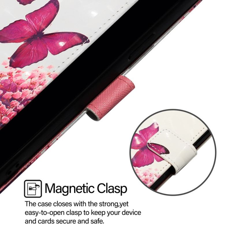 Lederhüllen Xiaomi Redmi Note 15 Pro Plus 5g Rosa Schmetterlinge