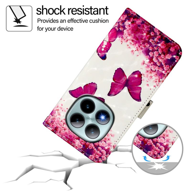 Lederhüllen Xiaomi Redmi Note 15 Pro Plus 5g Rosa Schmetterlinge