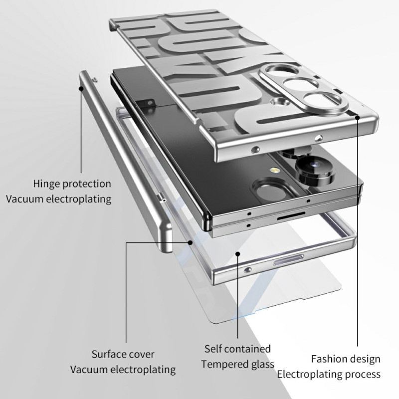 Hülle Samsung Galaxy Z Fold 7 Schriftzug-design Mit Displayschutzfolie Aus Gehärtetem Glas