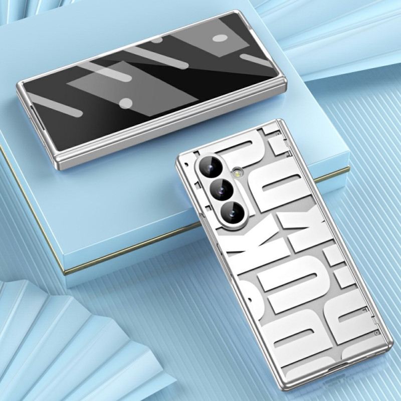 Hülle Samsung Galaxy Z Fold 7 Schriftzug-design Mit Displayschutzfolie Aus Gehärtetem Glas