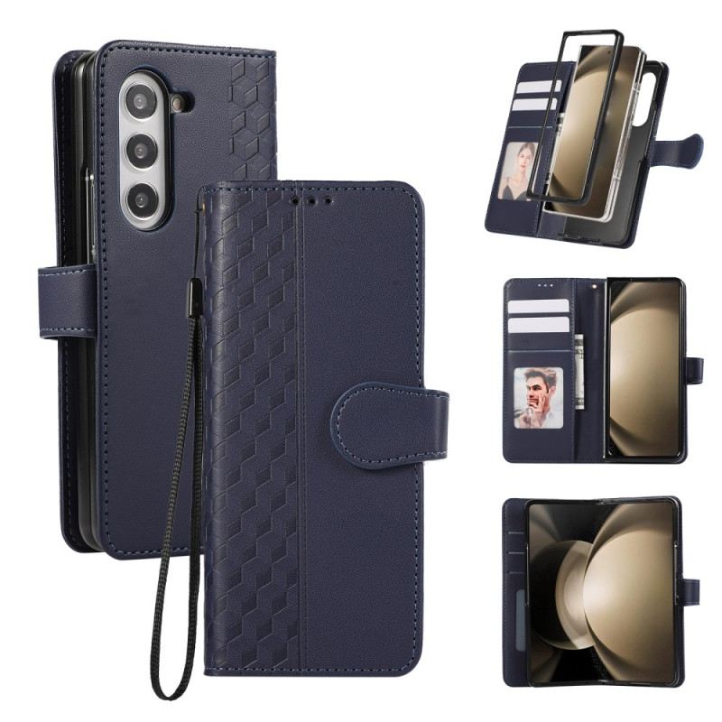 Lederhüllen Samsung Galaxy Z Fold 7 Geprägtes Muster Mit Trageriemen