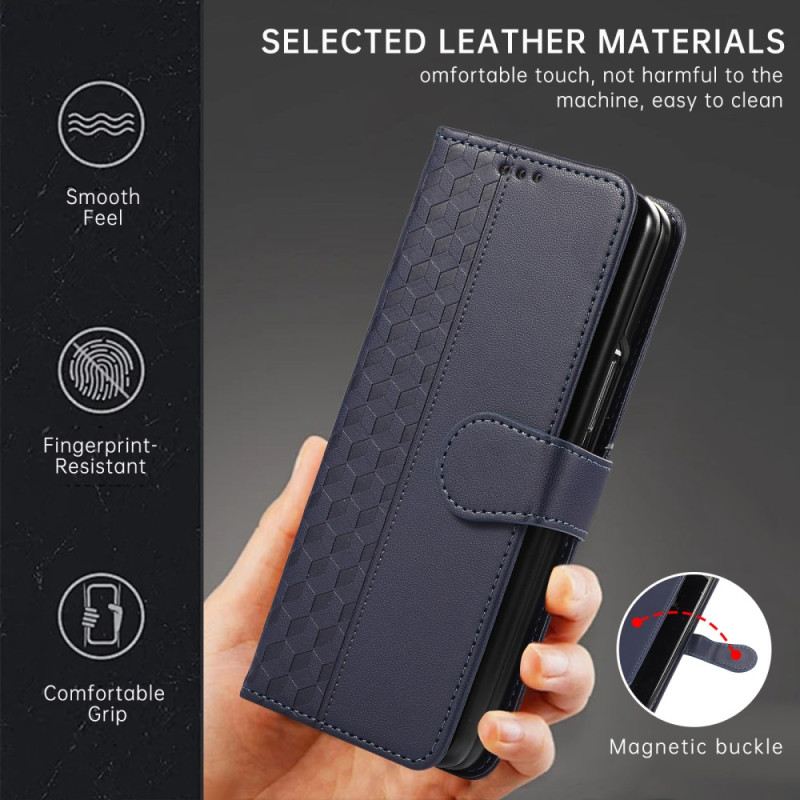 Lederhüllen Samsung Galaxy Z Fold 7 Geprägtes Muster Mit Trageriemen