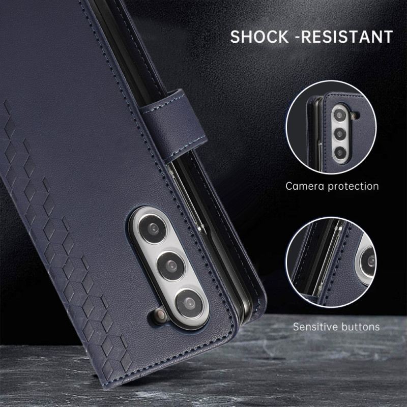 Lederhüllen Samsung Galaxy Z Fold 7 Geprägtes Muster Mit Trageriemen