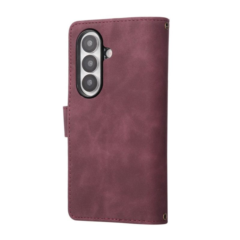 Lederhüllen Samsung Galaxy Z Fold 7 Handyhülle Geldbörse In Wildlederoptik Mit Schulterriemen