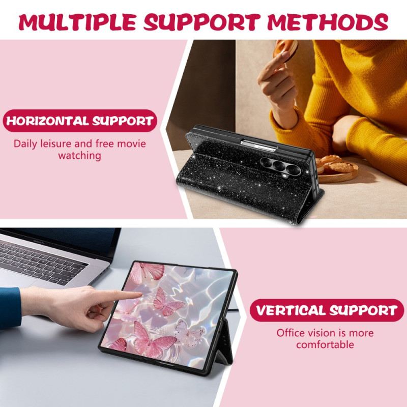 Lederhüllen Samsung Galaxy Z Fold 7 Handyhülle Glitzer