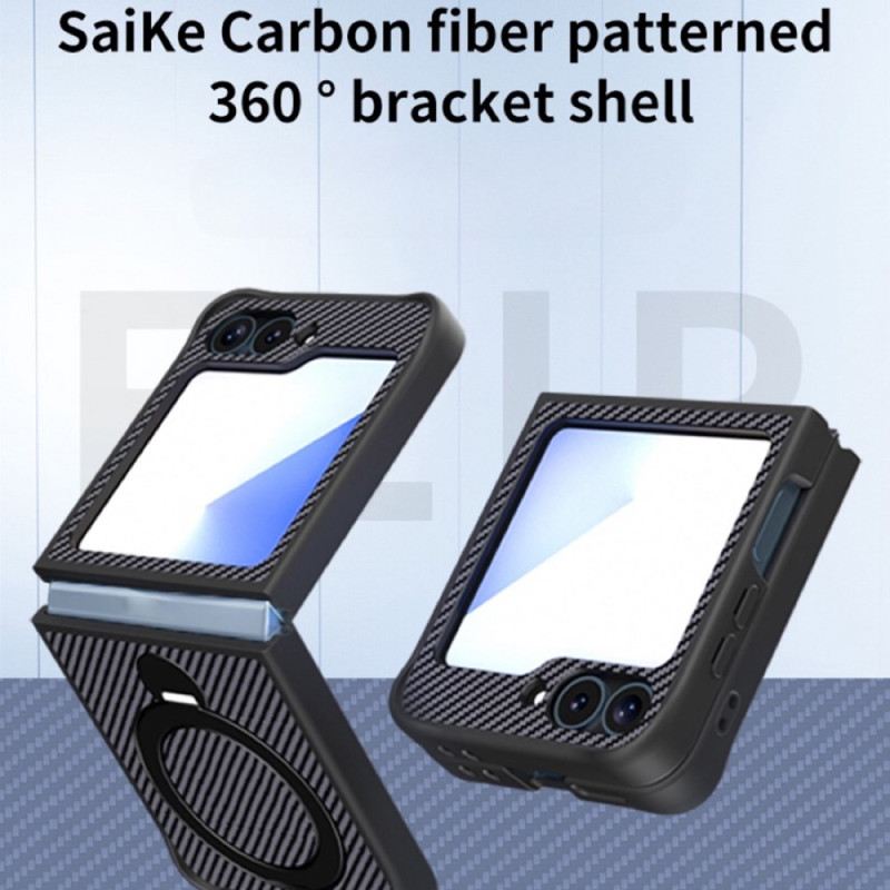 Hülle Für Samsung Galaxy Z Flip 7 Fe Carbonfaser-design Mit Magnetständer