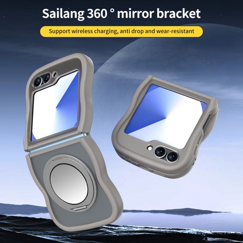 Hülle Für Samsung Galaxy Z Flip 7 Fe Drehbarer Ständer Und Integrierter Spiegel