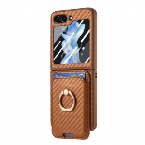 Hülle Für Samsung Galaxy Z Flip 7 Fe Kartenhalter In Carbonfaser-optik