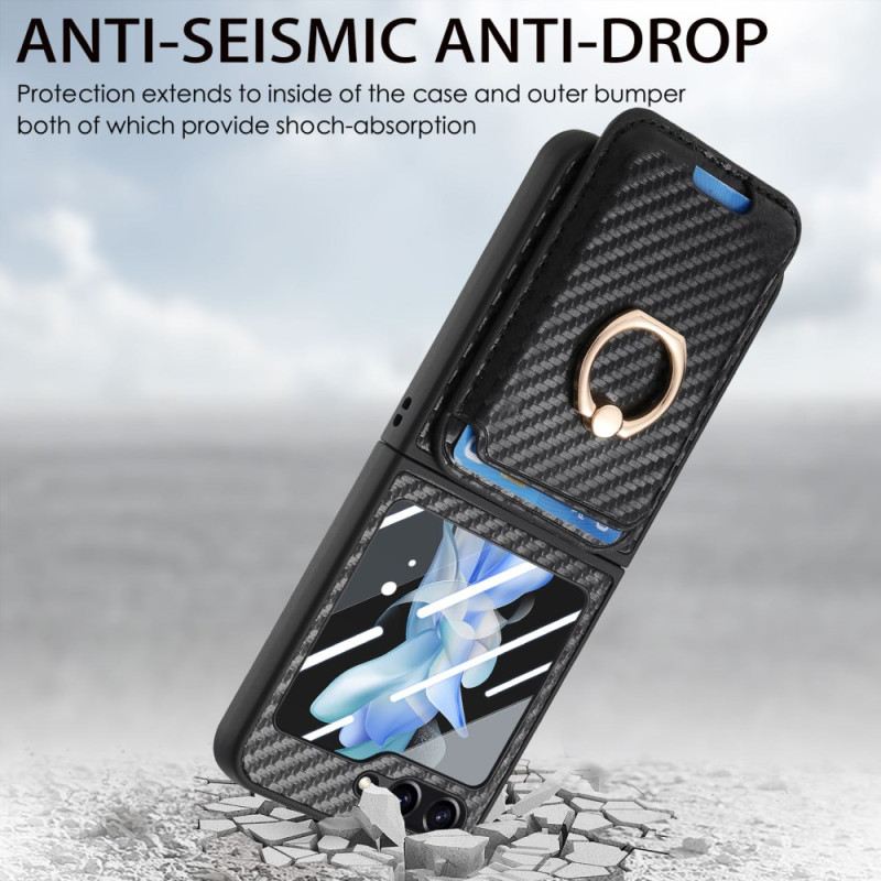 Hülle Für Samsung Galaxy Z Flip 7 Fe Kartenhalter In Carbonfaser-optik