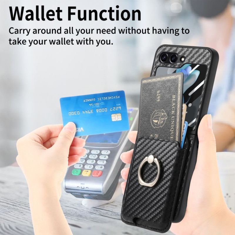 Hülle Für Samsung Galaxy Z Flip 7 Fe Kartenhalter In Carbonfaser-optik