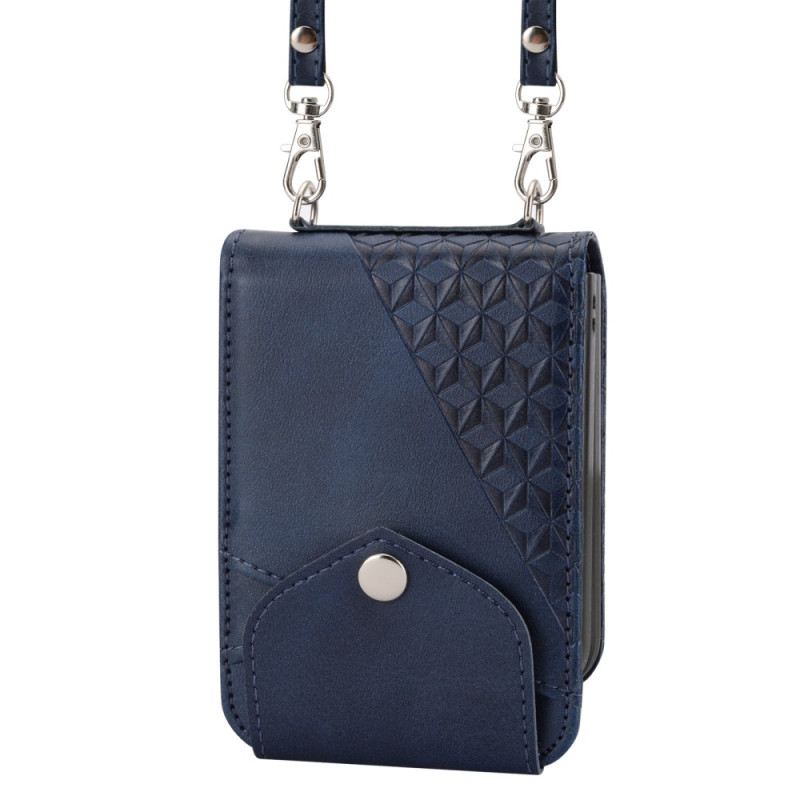 Hülle Für Samsung Galaxy Z Flip 7 Fe Kunstleder-fries Mit Schultergurt