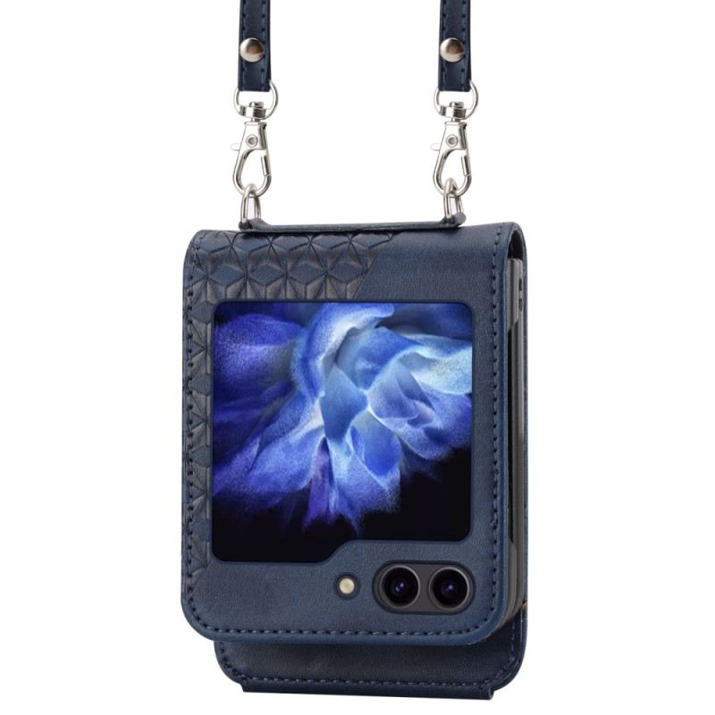 Hülle Für Samsung Galaxy Z Flip 7 Fe Kunstleder-fries Mit Schultergurt