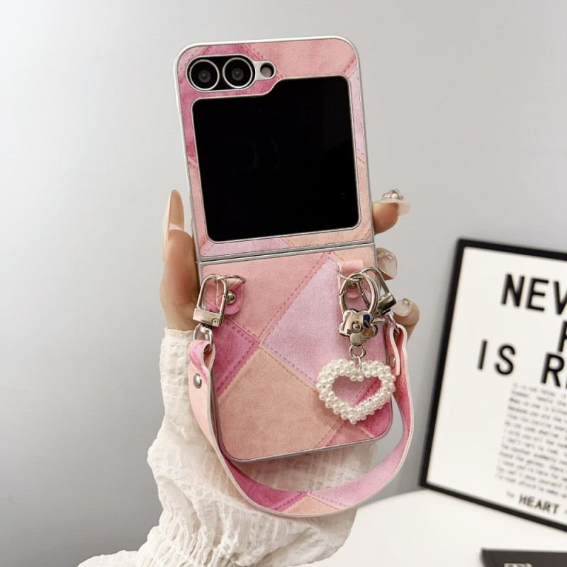 Hülle Für Samsung Galaxy Z Flip 7 Fe Rautenmuster Mit Tragegurt