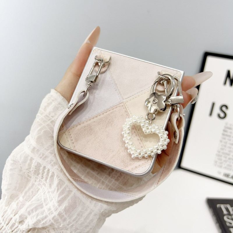 Hülle Für Samsung Galaxy Z Flip 7 Fe Rautenmuster Mit Tragegurt