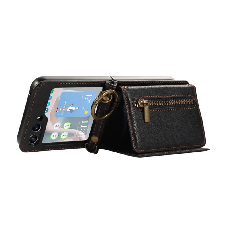 Hülle Samsung Galaxy Z Flip 7 Fe Geldbörse Mit Reißverschluss Und Schultergurt