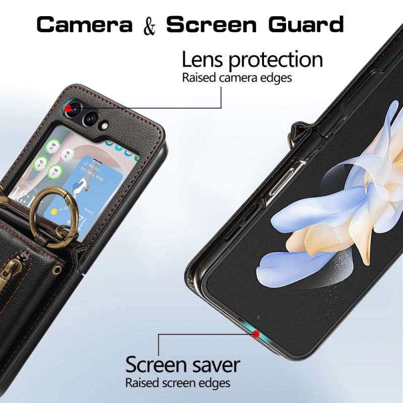 Hülle Samsung Galaxy Z Flip 7 Fe Geldbörse Mit Reißverschluss Und Schultergurt