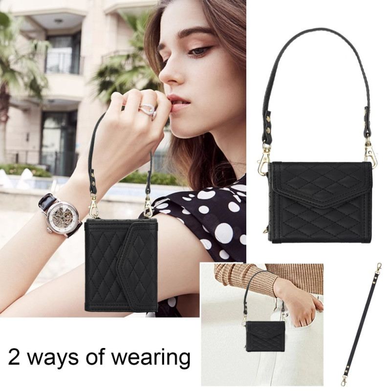 Hülle Samsung Galaxy Z Flip 7 Fe Handyhülle Kartenhalter Mit Schultergurt Und Lanyard