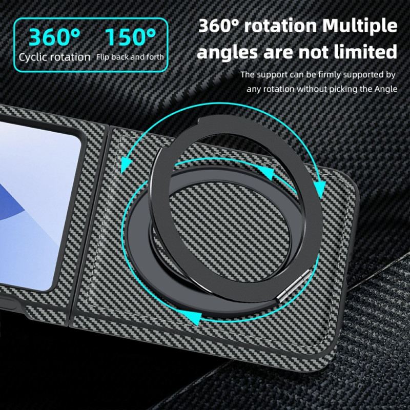 Hülle Samsung Galaxy Z Flip 7 Fe Handyhülle Magnetische Kohlefaser Und Ständer