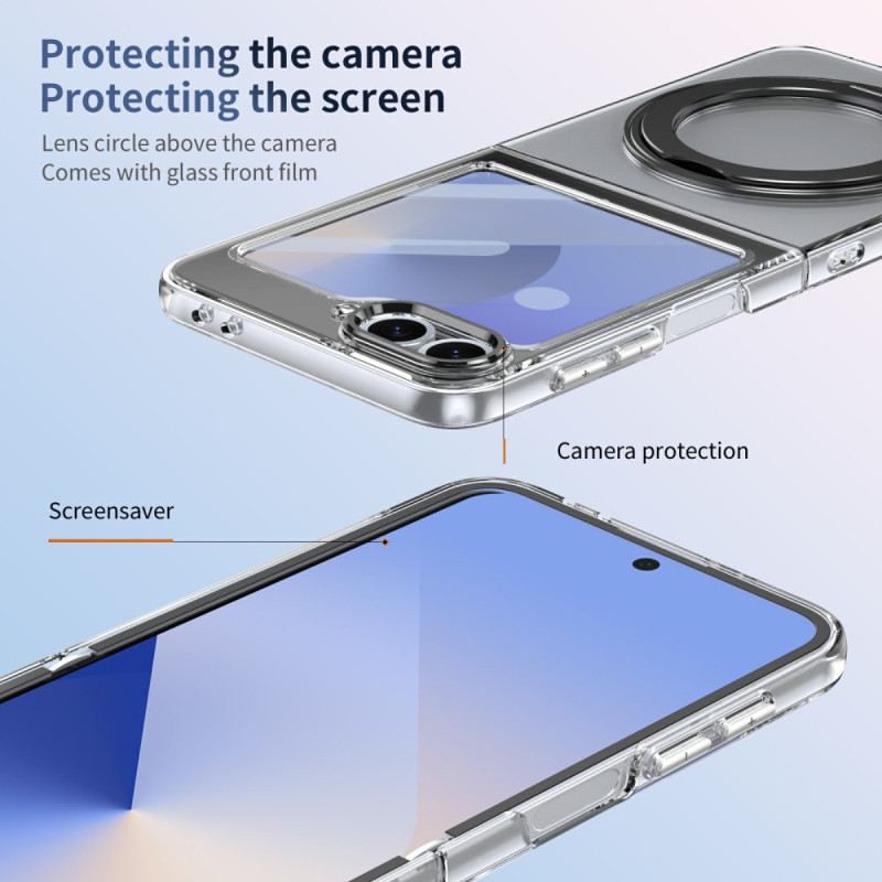 Hülle Samsung Galaxy Z Flip 7 Fe Handyhülle Magnetischer Ständer Und Hd-displayschutzfolie