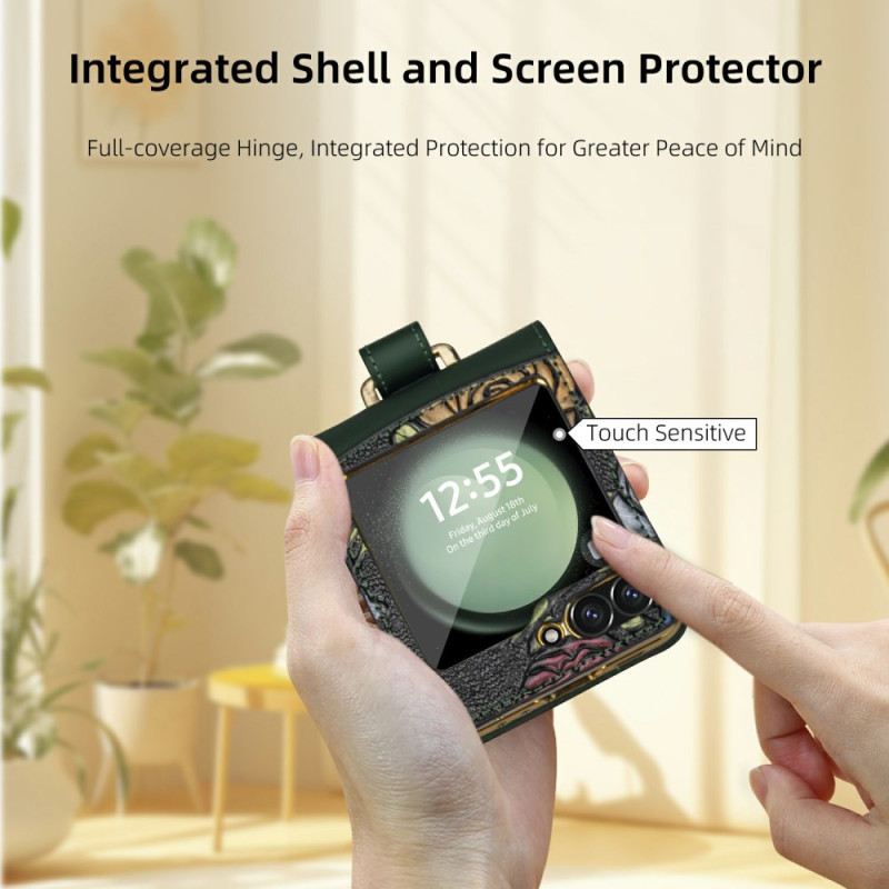 Hülle Samsung Galaxy Z Flip 7 Fe Handyhülle Umhängeriemen Mit Blumenmuster