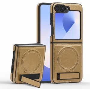 Hülle Samsung Galaxy Z Flip 7 Fe Magsafe-kompatibler Ständer In Lederoptik