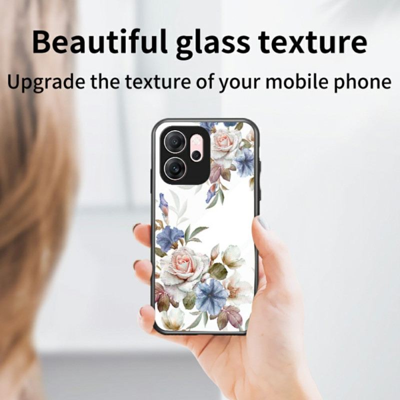 Hülle Oppo Reno 14f 5g Gehärtetes Glas Mit Blumenmuster