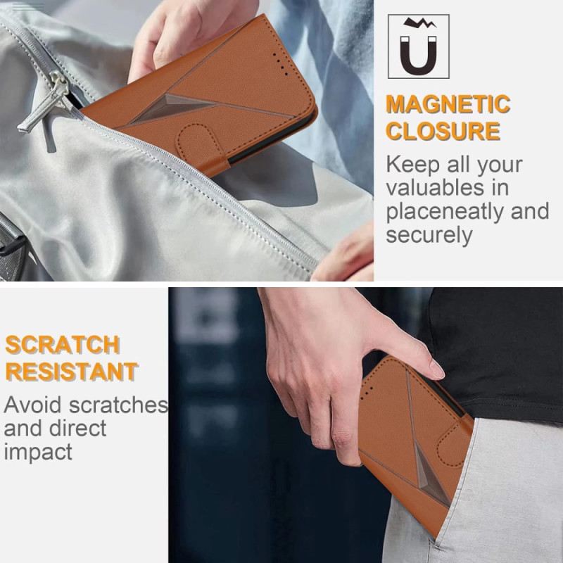 Lederhüllen Oppo Reno 14f 5g Handyhülle Dreiecksmuster