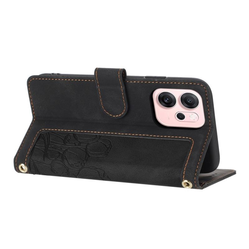 Lederhüllen Oppo Reno 14f 5g Handyhülle Florale Wildlederoptik