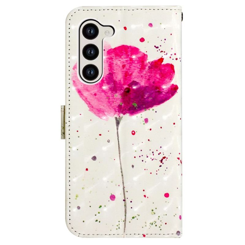 Lederhüllen Samsung Galaxy S24 5g Handyhülle Mohnblume Mit Riemen