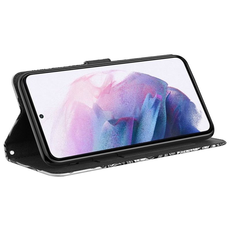 Lederhüllen Samsung Galaxy S24 5g Handyhülle Spitzenblume Mit Riemen