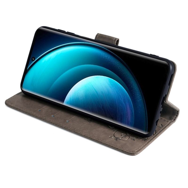 Lederhüllen Vivo X100 Pro Blumenmuster-tragegurt