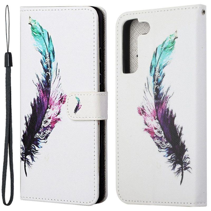 Lederhüllen Für Samsung Galaxy S23 5G Mit Kordel Feder Mit Lanyard