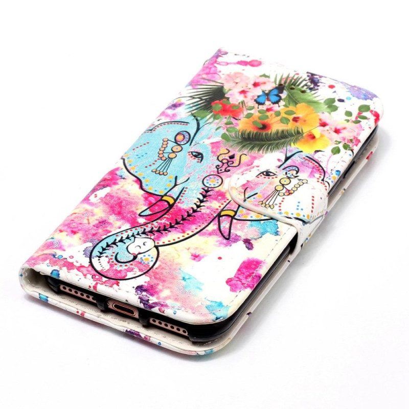 Lederhüllen Für Samsung Galaxy S23 5G Mit Kordel Stammes-elefant Mit Riemen